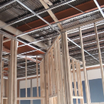 Pictures of a drywall suspended ceiling grid system